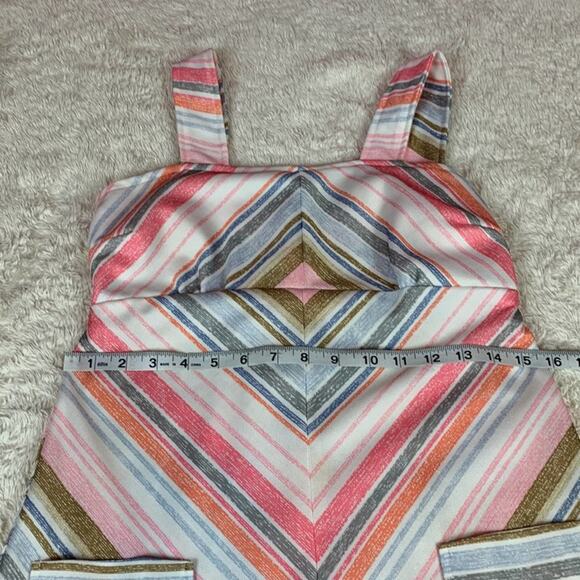 Vintage 70s striped a line polyester dress, 10 or small - Picture 7 of 8